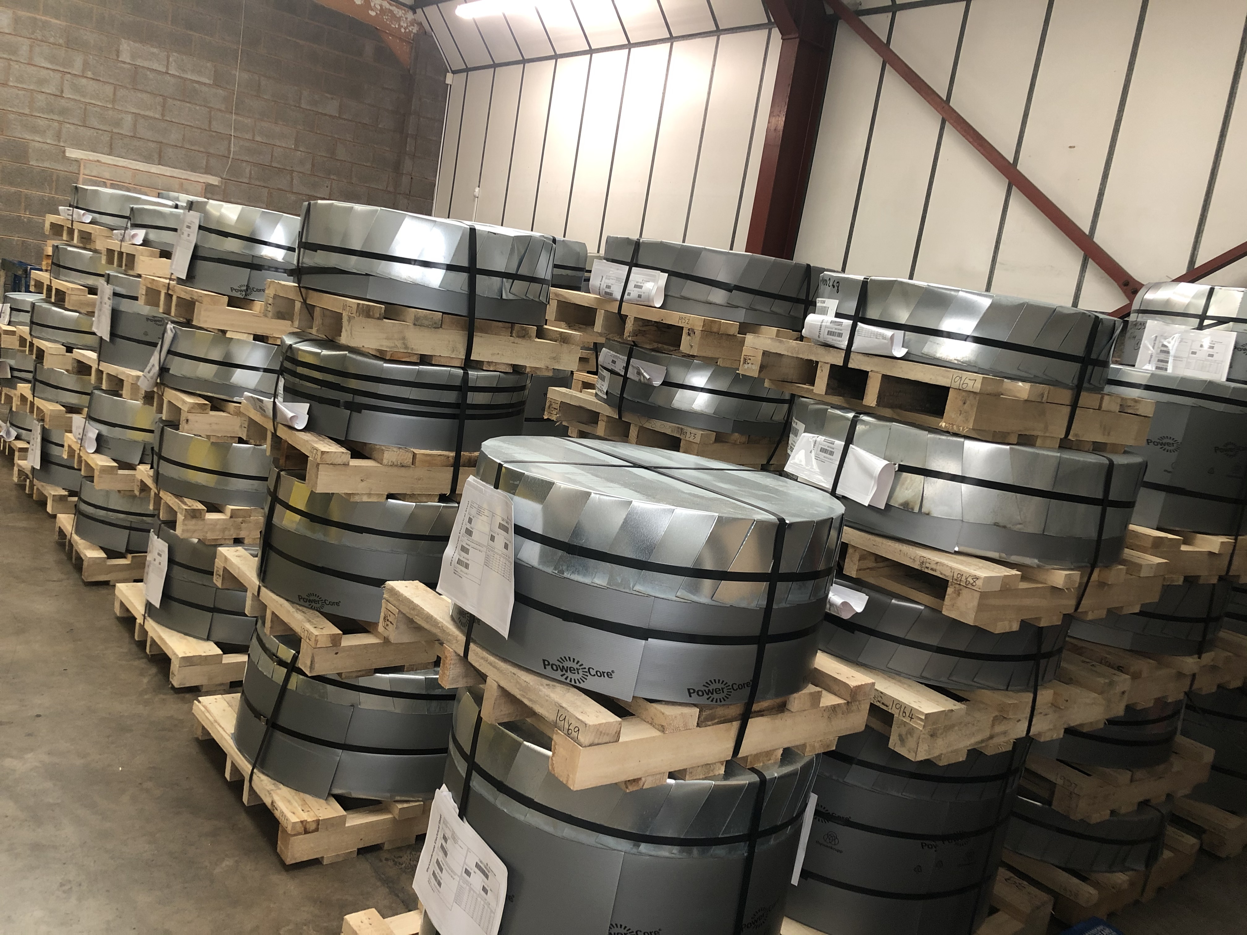 Electrical steel coils in warehouse